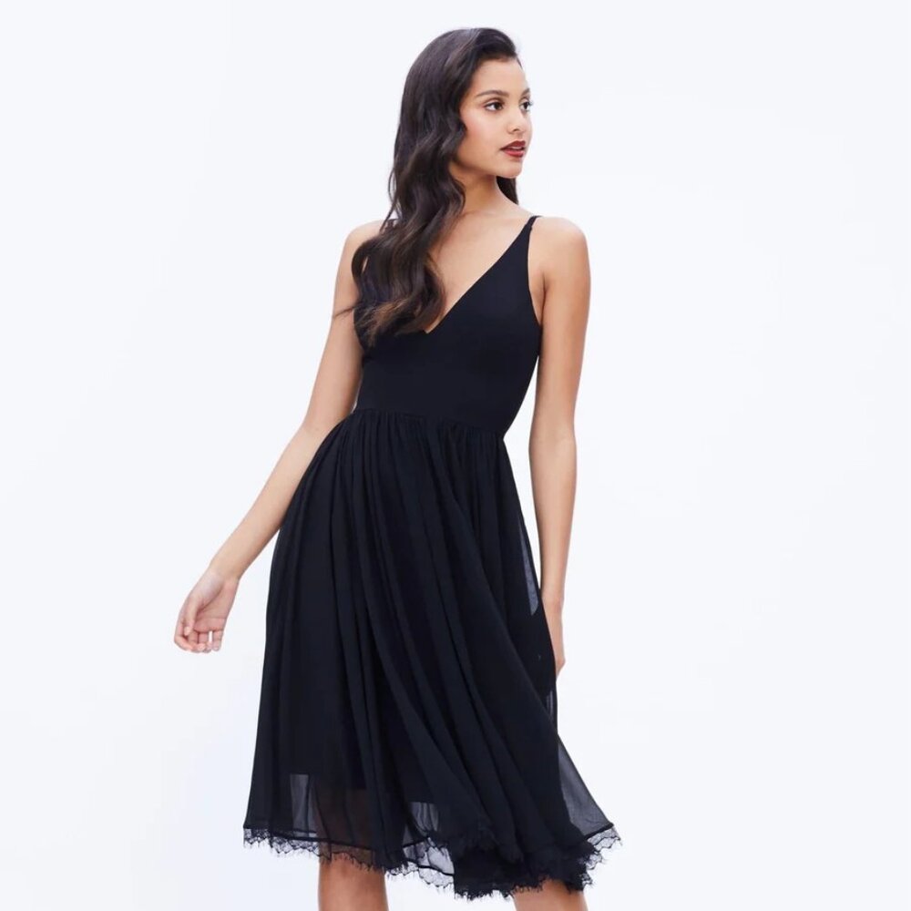 Dress the Population Black Lace Hem Midi Dress Alicia mixed media midi dress